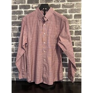 Daniel Cremieux Signature Burgundy Plaid Button Down Shirt Men's L Slim Fit